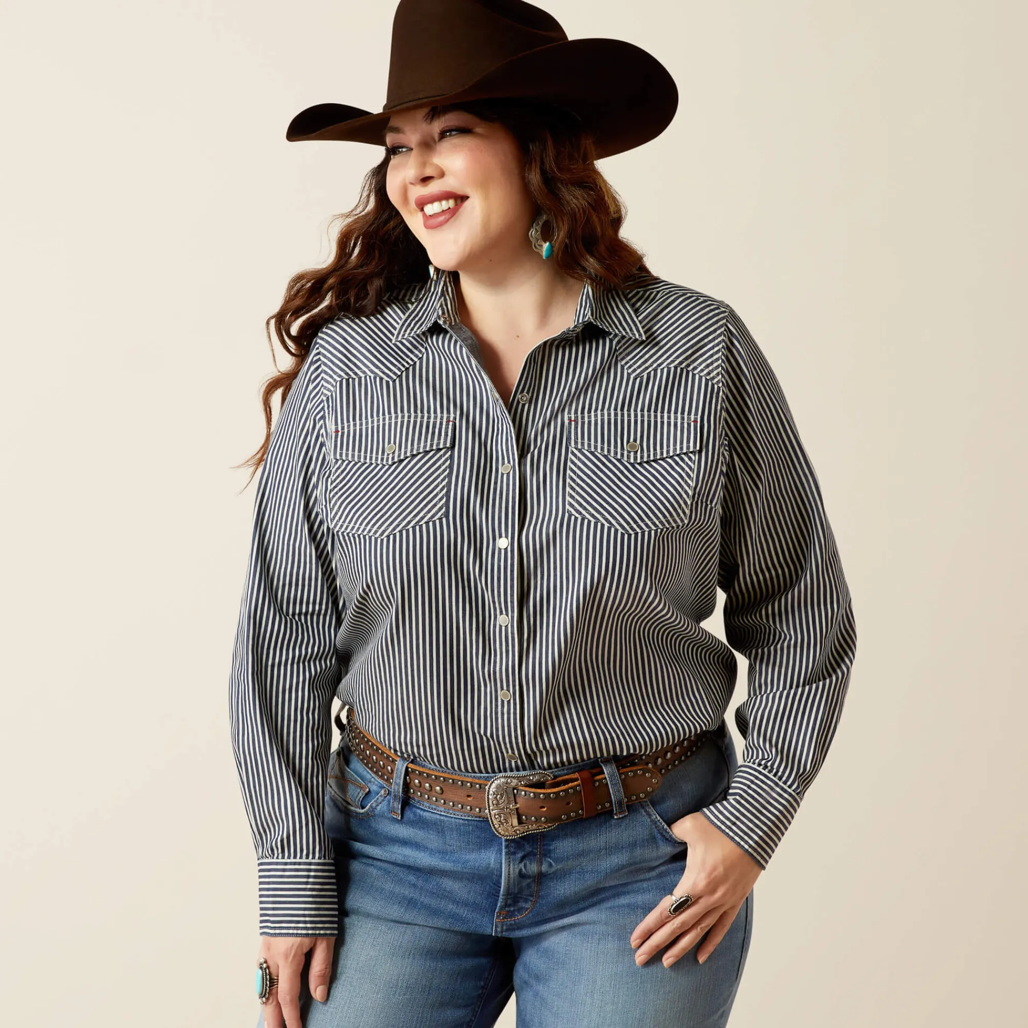 railroad_stripe_western_s_1.webp Shop Railroad Stripe Western Shirt Damen Westernhemden | Oberteile & T-Shirts